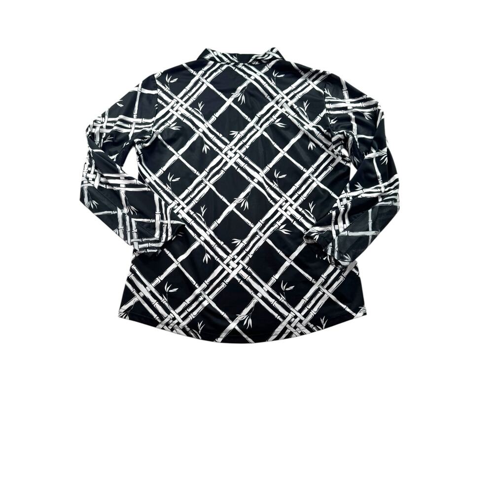 SanSoleil Beltway Print Long Sleeve Zip Mock Neck Top Size L UPF Golf Outdoor - Picture 3 of 8